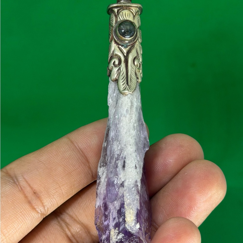 Silver and Purple Pendant Necklace